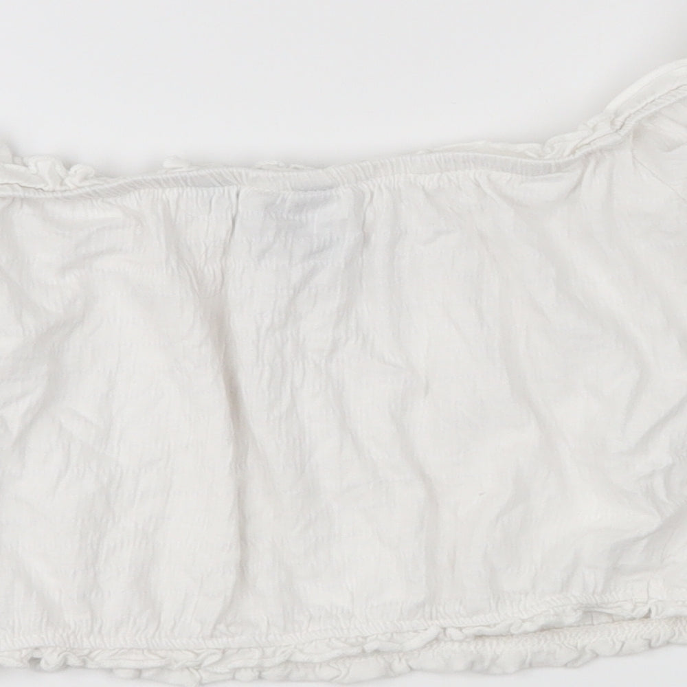 New Look Womens White Cropped Blouse Size 8