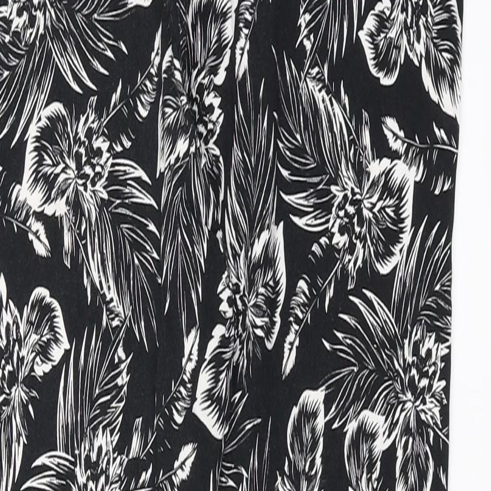 Dorothy Perkins Womens Black Floral Trousers Size 16 L27 in