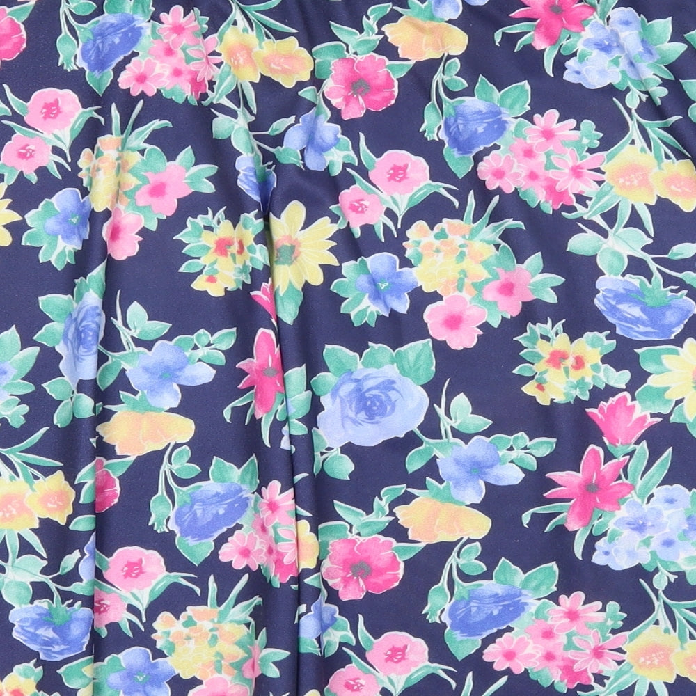 Classics Womens Blue Floral Skater Skirt Size 33 in
