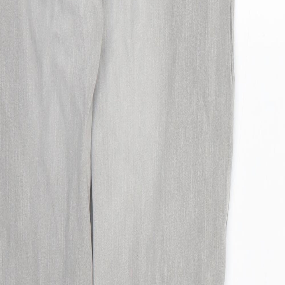 Brand and care label for Zara men’s grey denim straight jeans, size XS, 30-inch leg