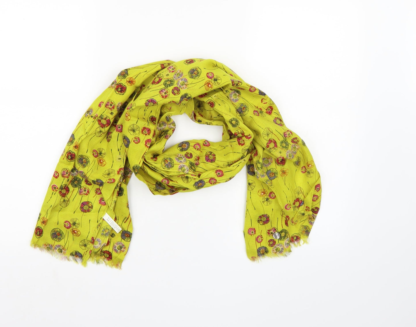 Preworn Womens Yellow Floral Scarf