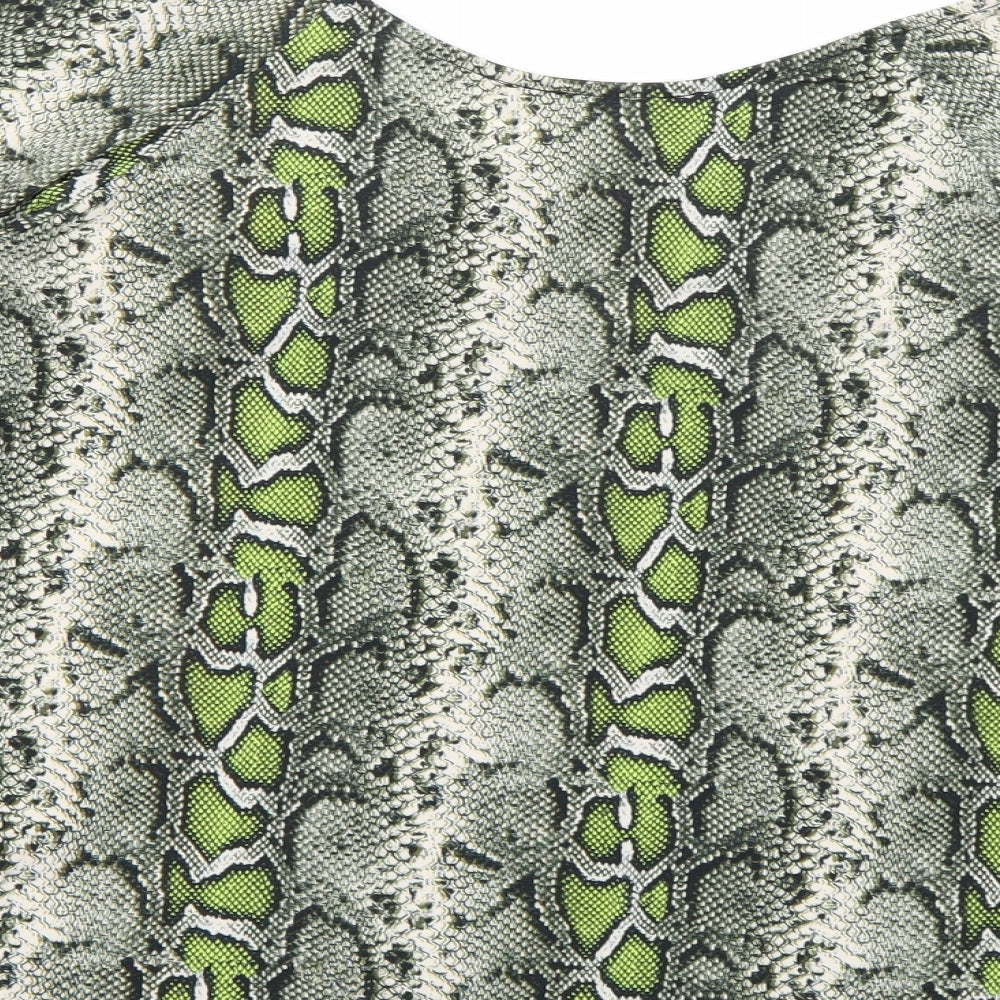 Dorothy Perkins Womens Green Animal Print Basic Blouse Size 14