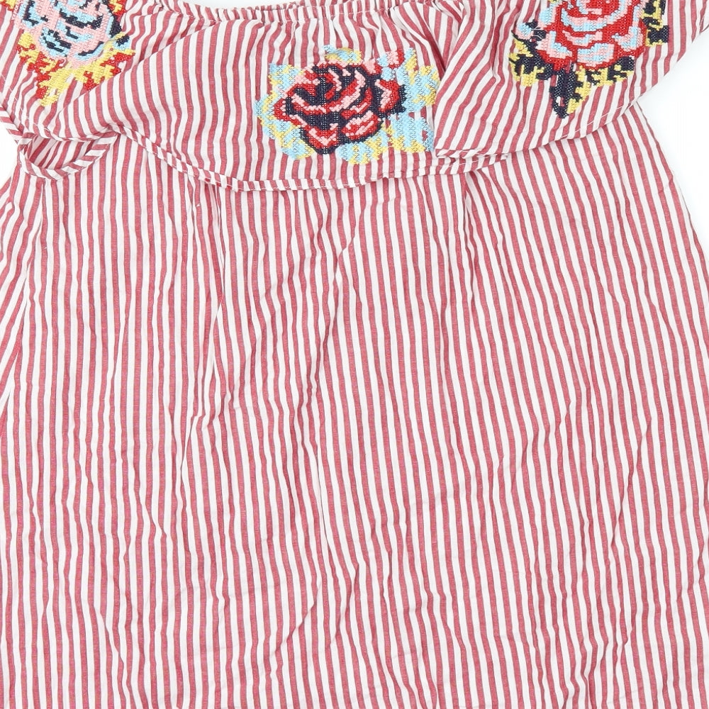 Love Label Womens Red Striped Tunic Blouse Size L