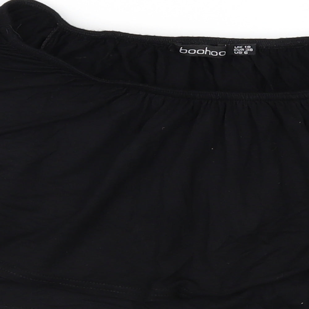 Boohoo Womens Black Cropped Blouse Size 10