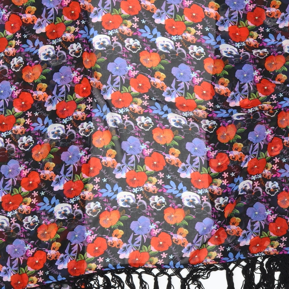 George Womens Black Floral Basic Blouse Size 8 - sheer cover up