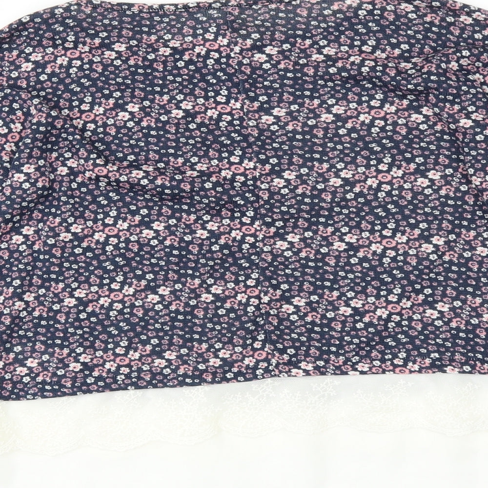 YD Girls Blue Floral Pullover Jumper Size 12-13 Years