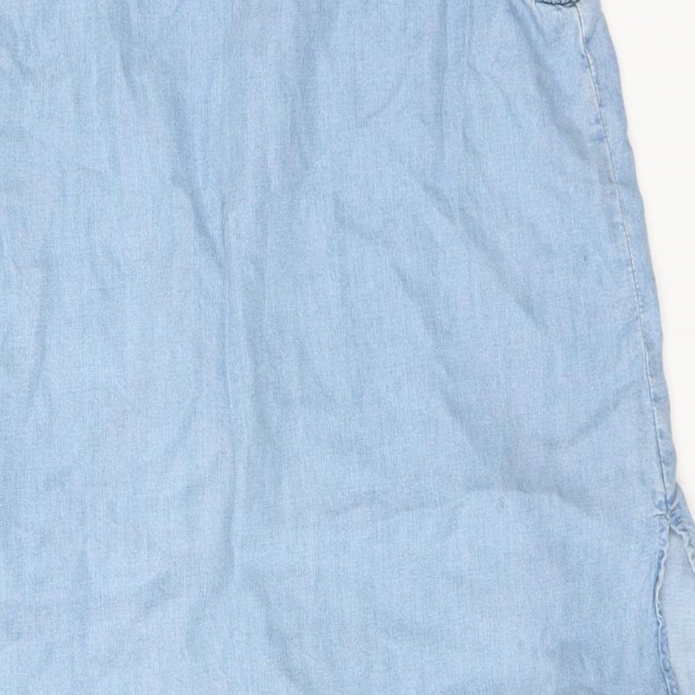 Zara Womens Blue Basic Blouse Size M - DIP HEM