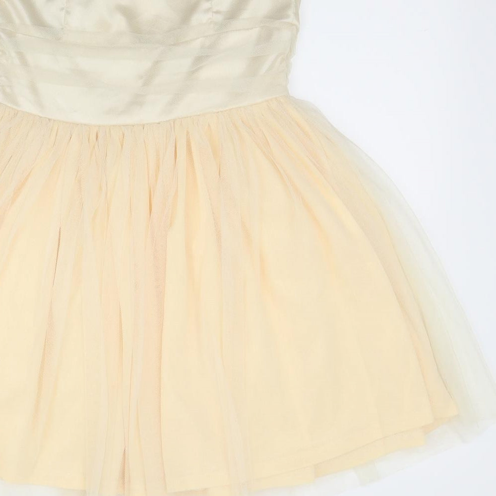 Glamours Womens Ivory Fit & Flare Size 10