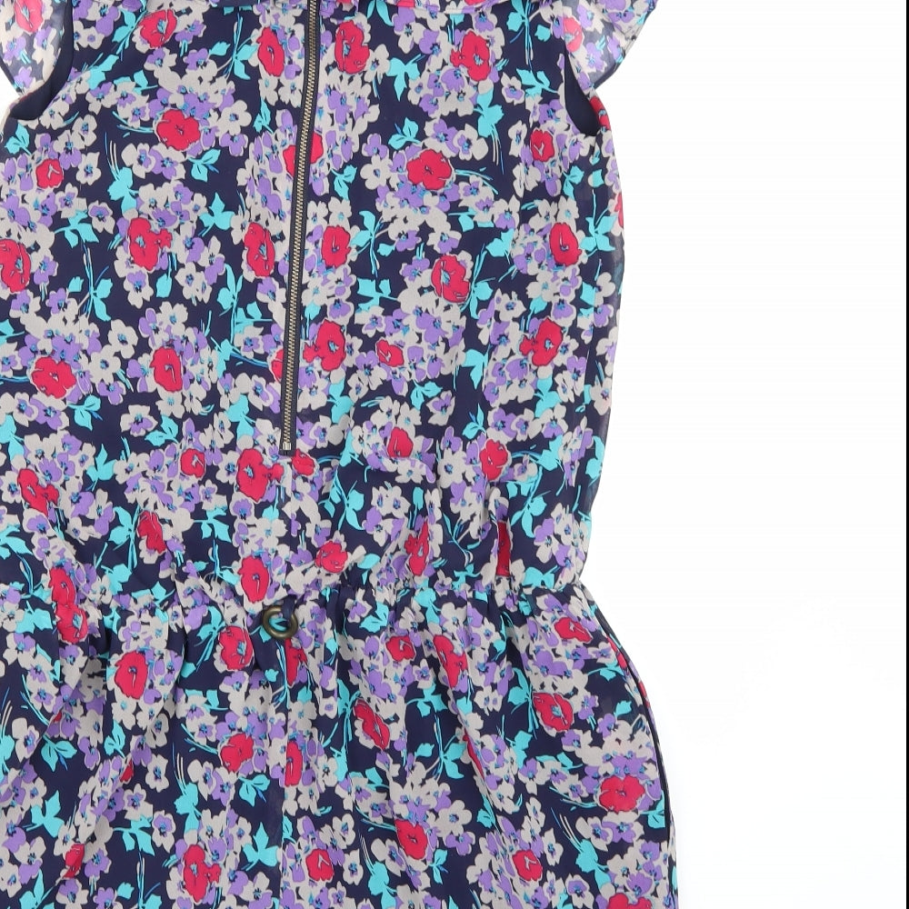 Marks and Spencer Womens Purple Floral Chiffon A-Line Size 8