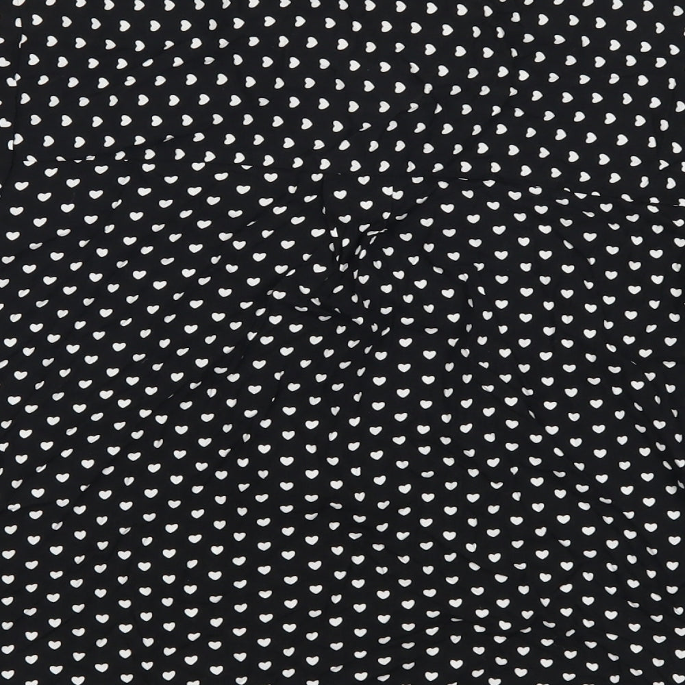 love notes Womens Black Polka Dot Basic Button-Up Size S