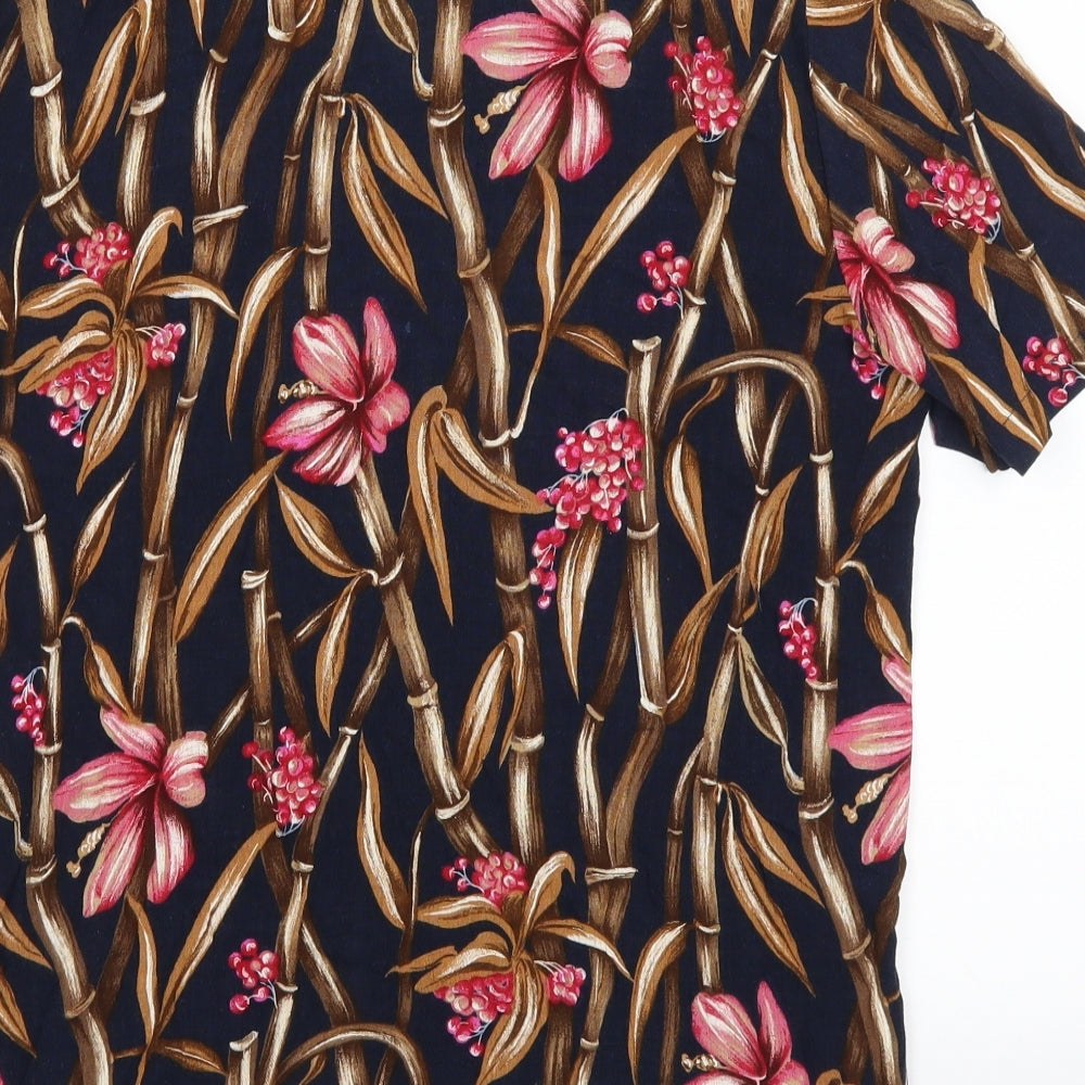 Bonmarché Womens Blue Floral Basic Button-Up Size 12