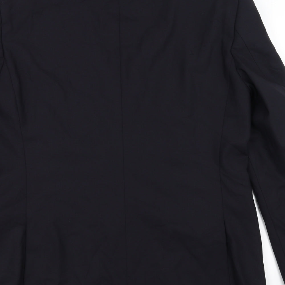 Brand and care label for Zara men’s blue jacket suit jacket, size 40