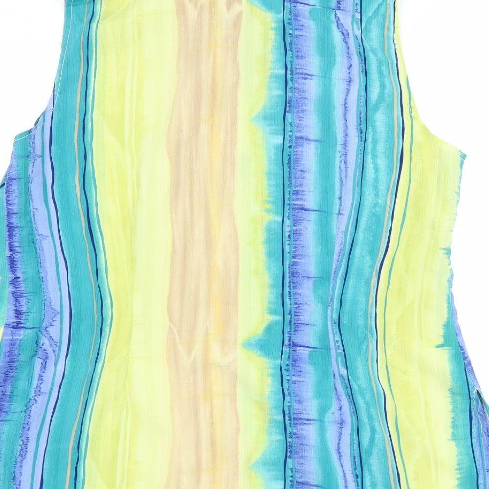 Your Sixth Sense Womens Blue Striped Basic Button-Up Size 16