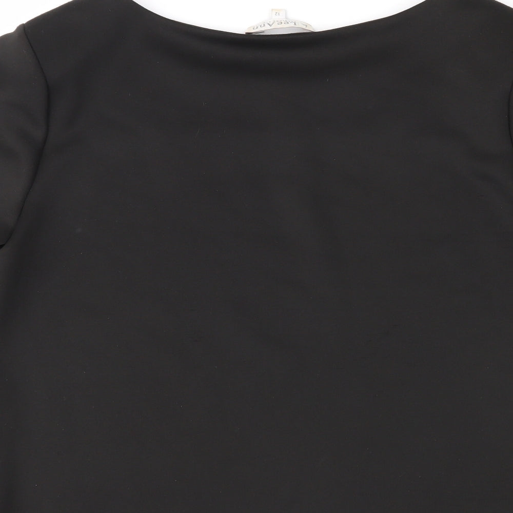 Lee Ann Womens Black Basic Blouse Size 12
