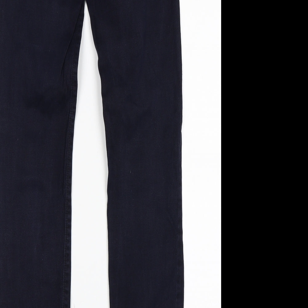 Brand and care label for Zara women’s blue skinny jeans, size UK 28, in, 31-inch leg