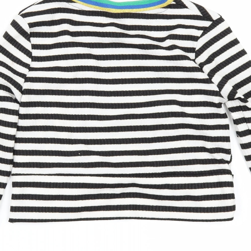 TU Girls White Striped Basic T-Shirt Size 7 Years