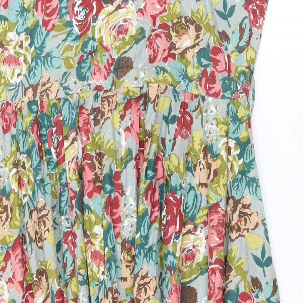 necessary Womens Green Floral Fit & Flare