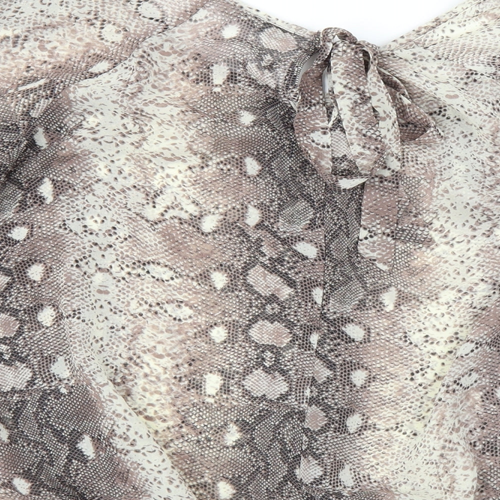 Wallis Womens Brown Animal Print Basic Blouse Size M