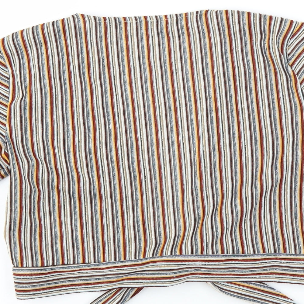 Pull & Bear Womens Multicoloured Striped Shrug Jumper Size S