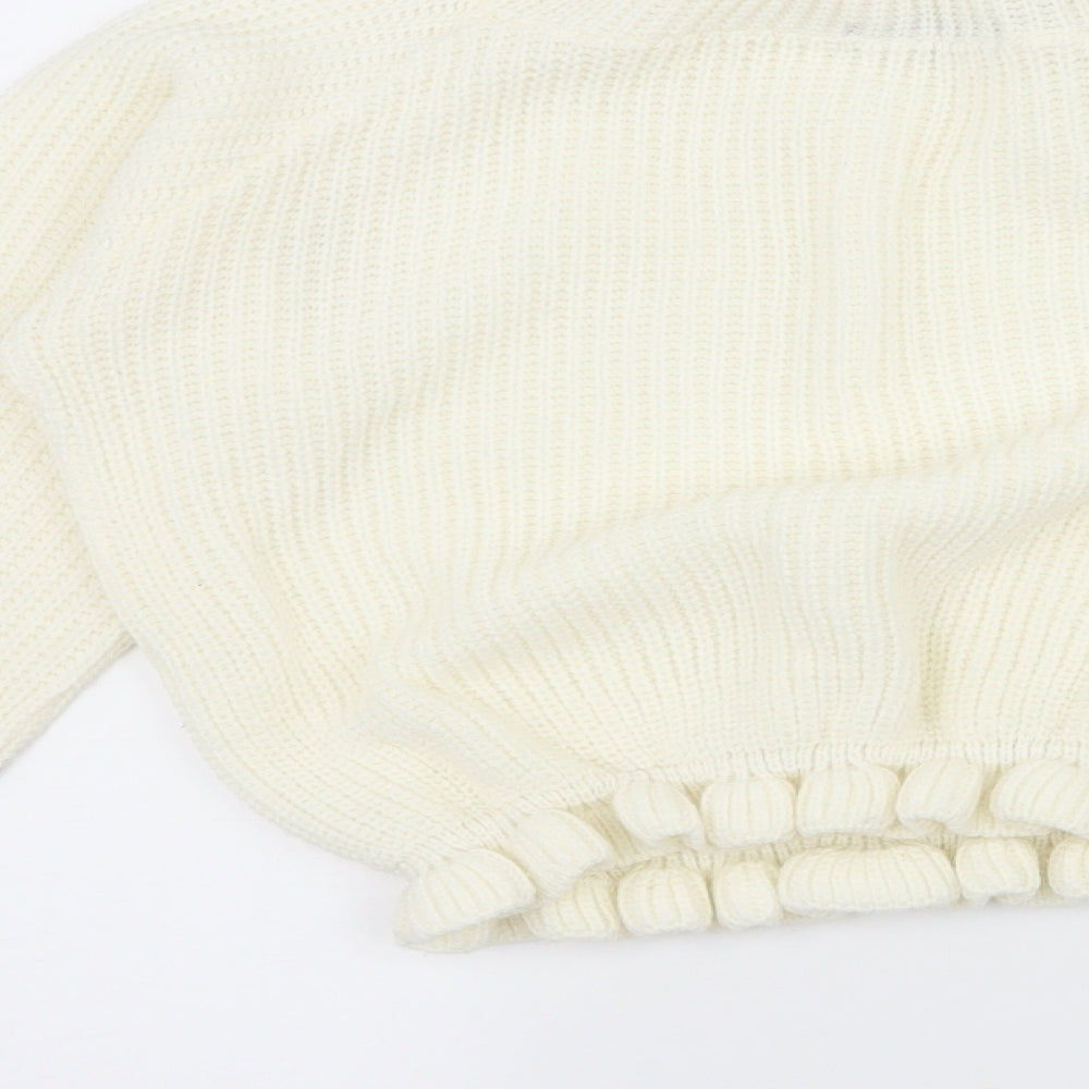 CAMEO ROSE Womens White Knit Pullover Jumper Size M