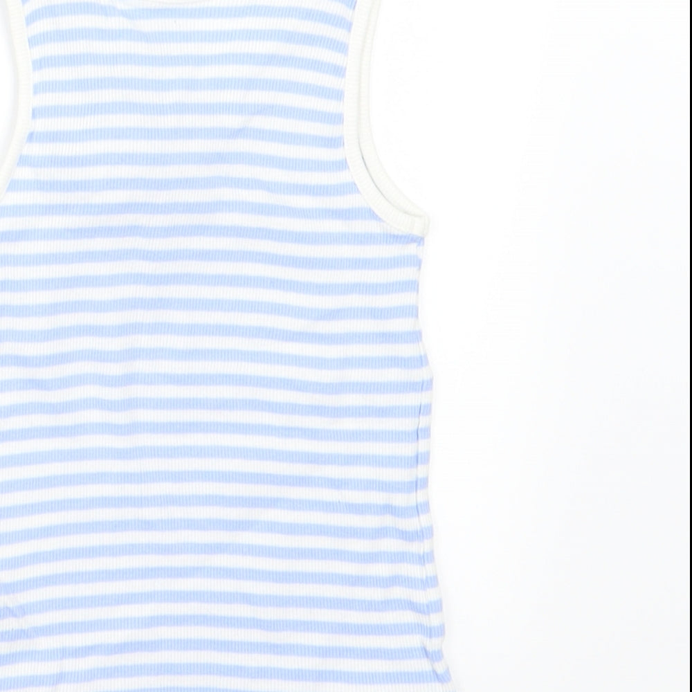 Matalan Girls Blue Striped Jersey Basic Tank Size 3-4 Years
