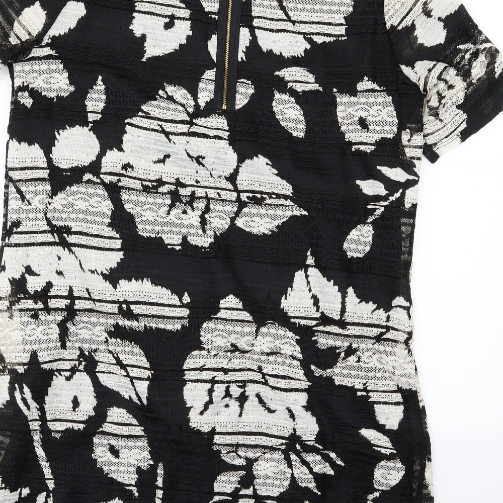 Phase Eight Womens Black Floral A-Line Size 14