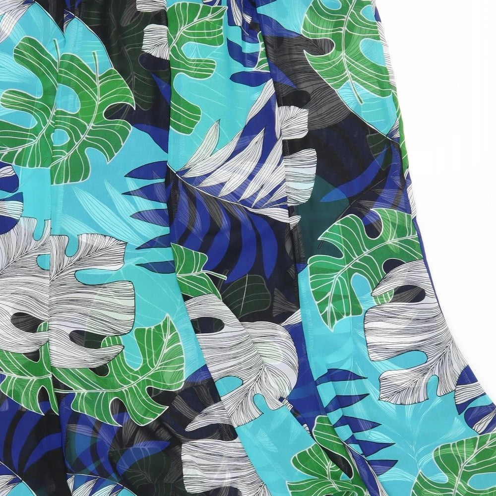 Preworn Womens Blue Floral Trumpet Skirt Size 32 in - Leaves