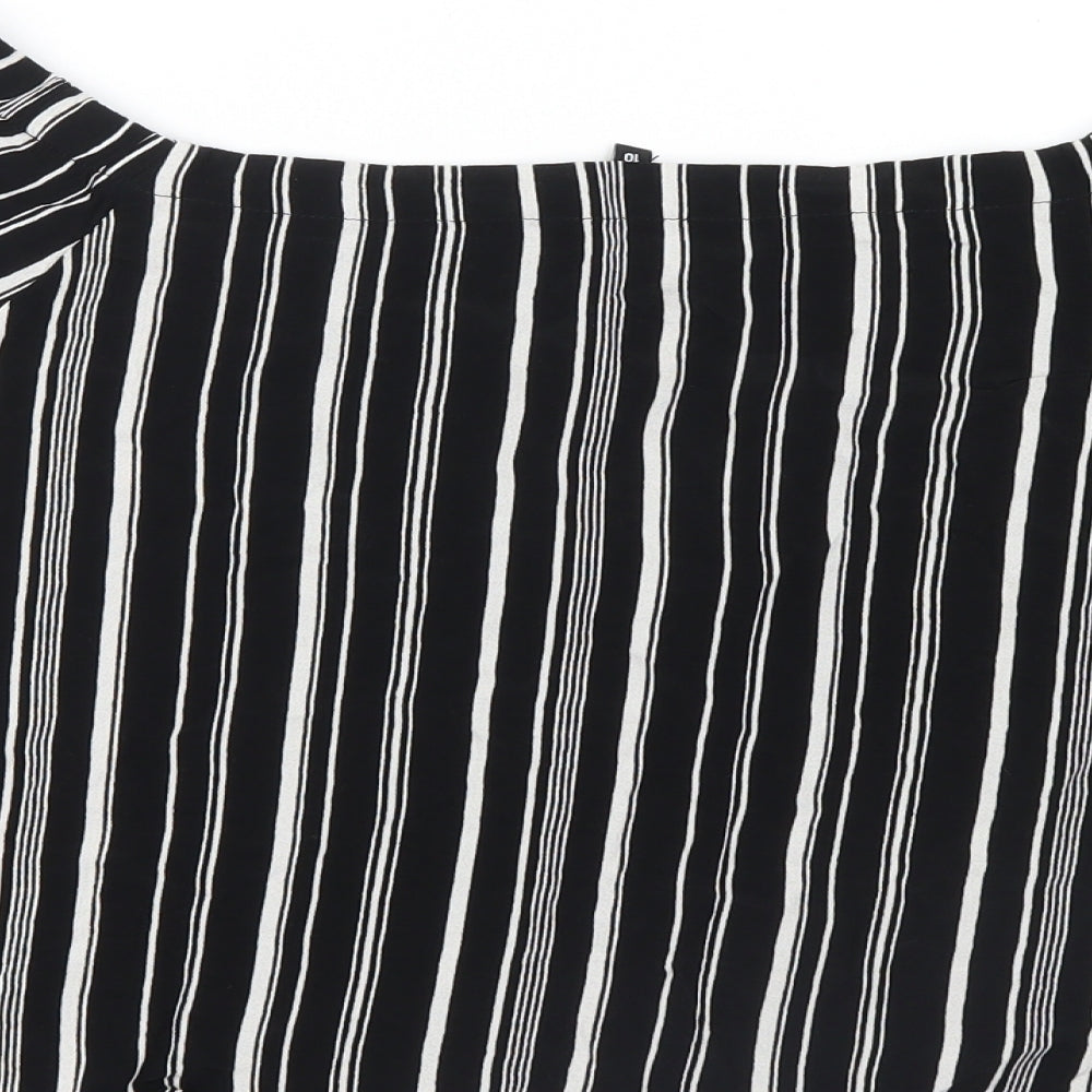 New Look Womens Black Striped Basic Blouse Size 10