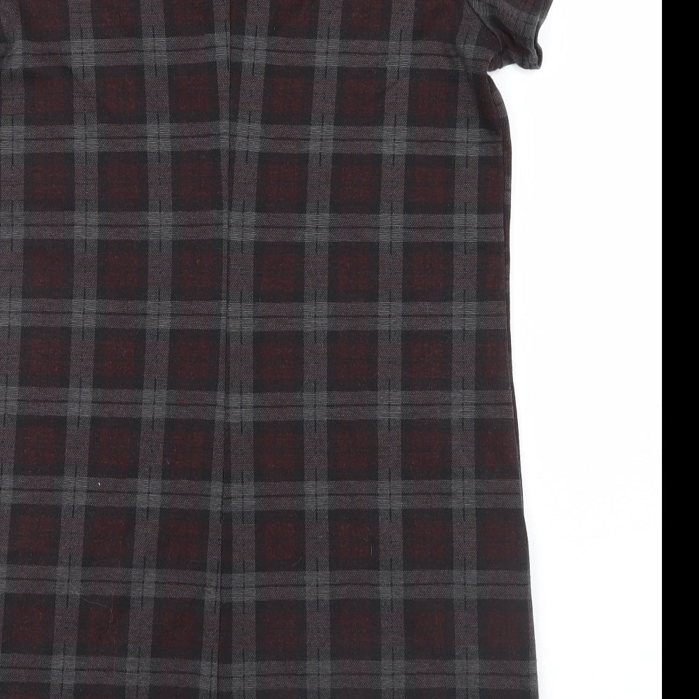 New Look Womens Grey Check Shirt Dress Size 8