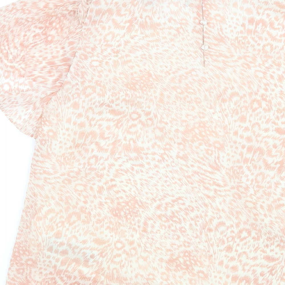 Preworn Womens Pink Animal Print Basic Blouse Size 10
