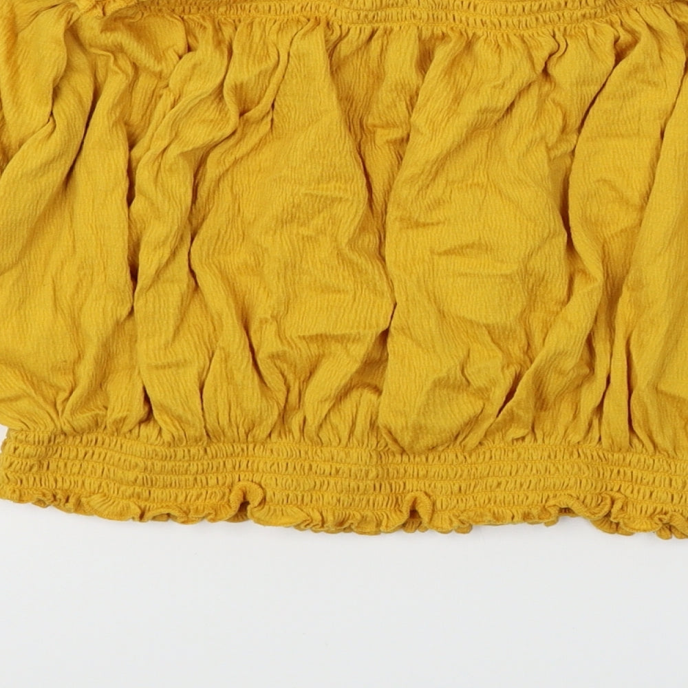 Divided Womens Yellow Cropped T-Shirt Size L