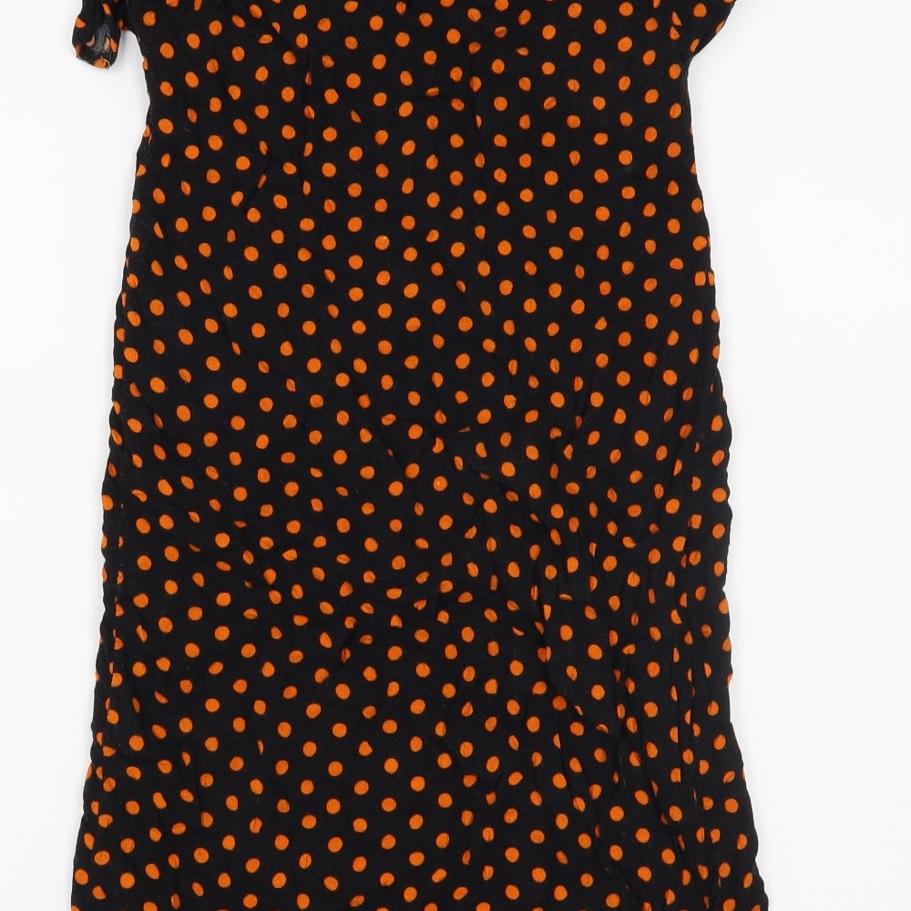 Preworn Girls Black Polka Dot A-Line Size 10 Years