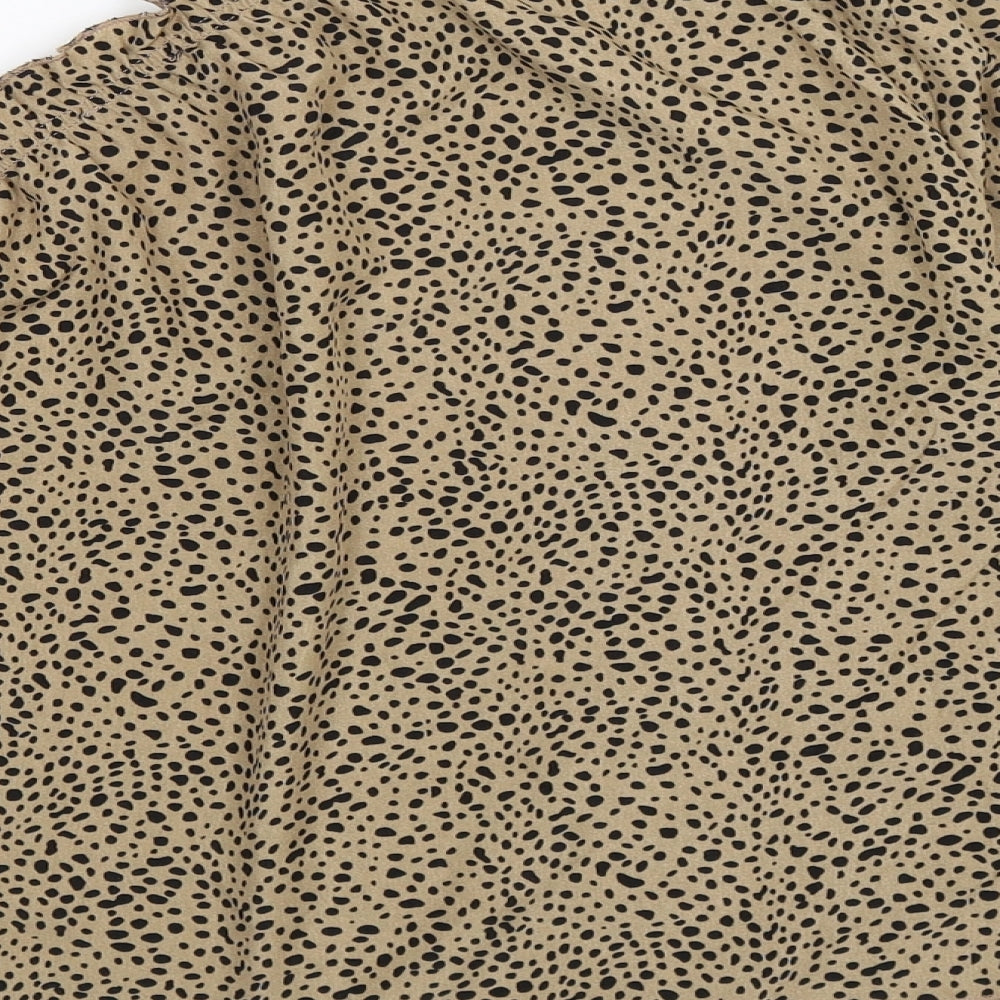 SheIn Womens Brown Polka Dot Basic Blouse Size S - one arm