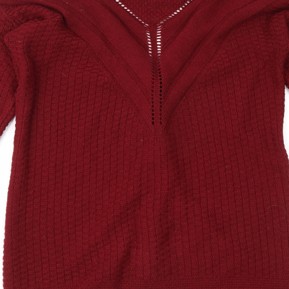 Boohoo Womens Red Cape Jumper Size S