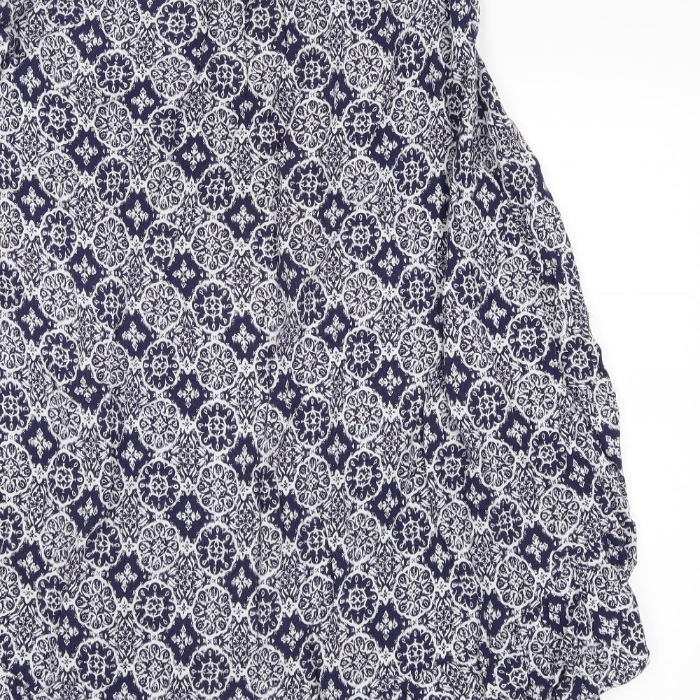 m&s Womens Blue Floral Basic Blouse Size 10