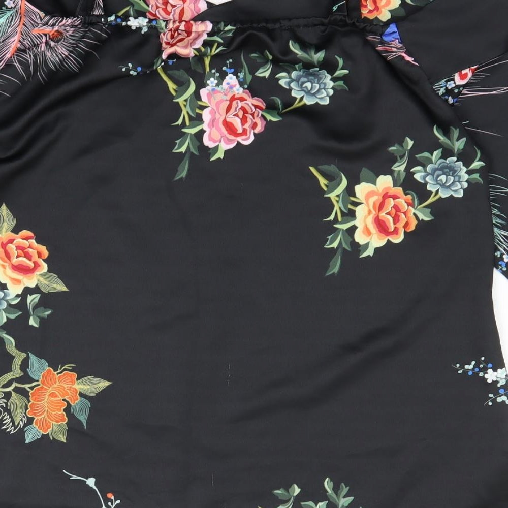 River Island Womens Black Floral Basic Blouse Size 8