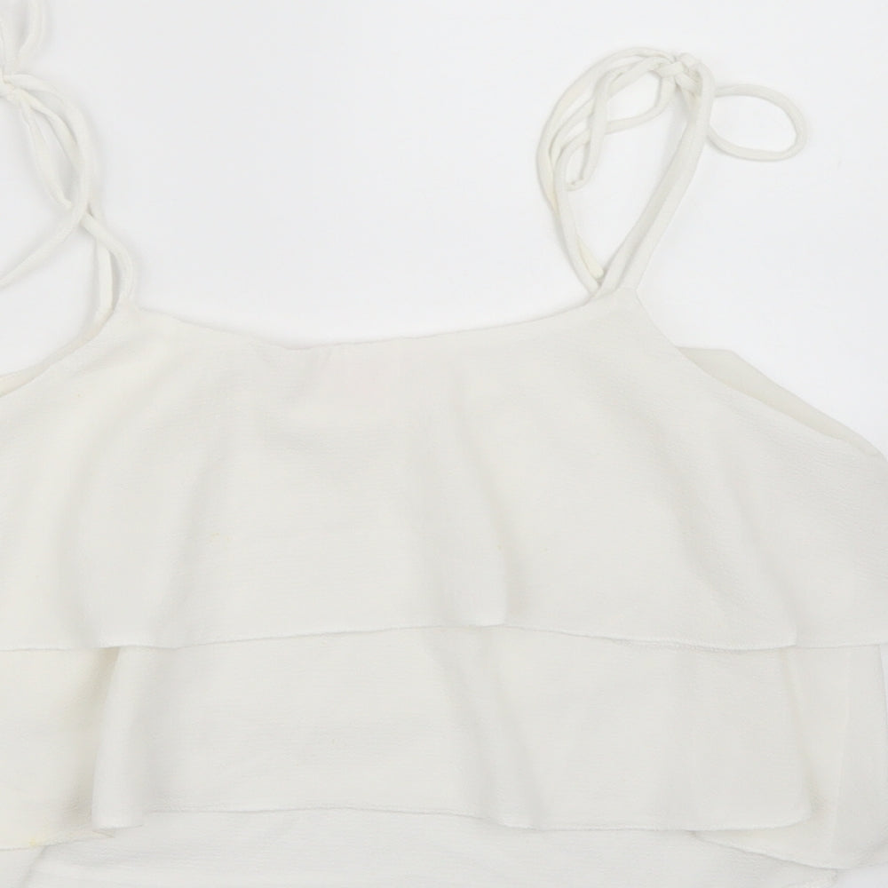Miss Selfridge Womens White Chiffon Cropped Tank Size 10