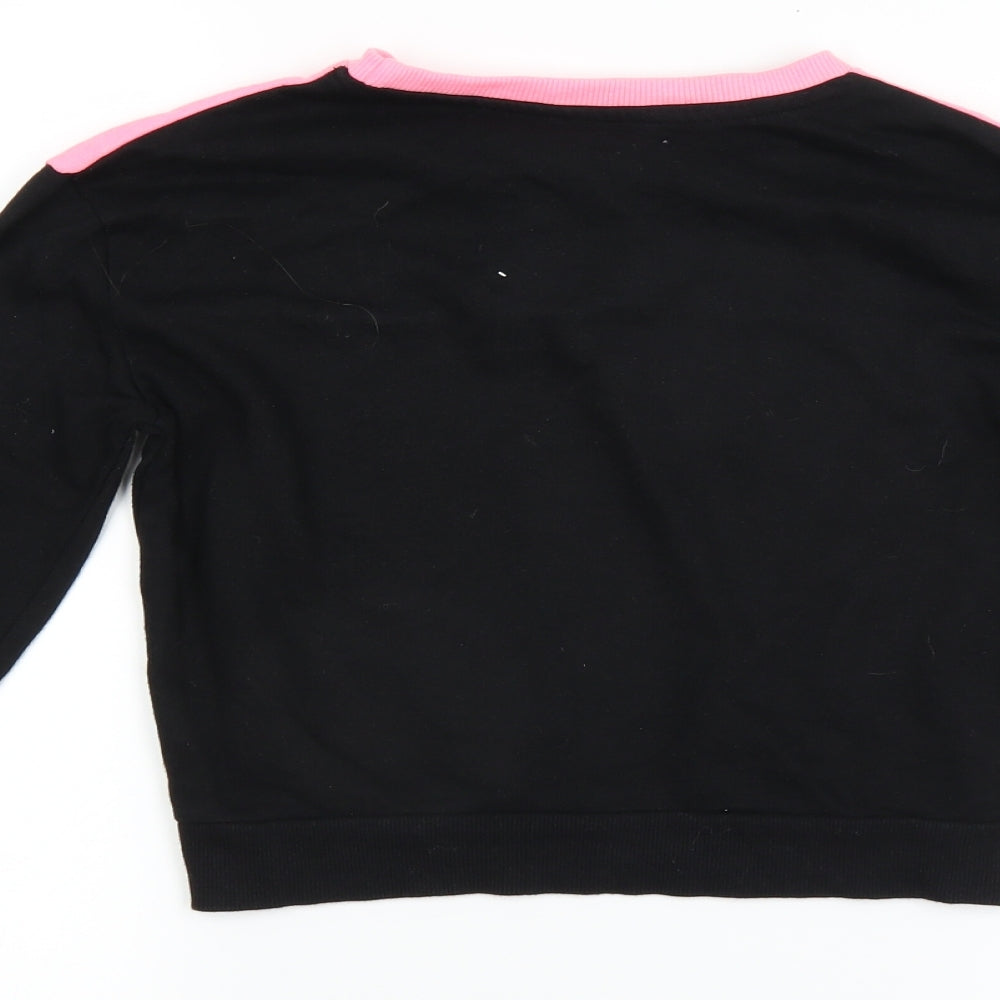 Brand and care label for Pep&Co girls’ black pullover sweatshirt, size 10-11, years
