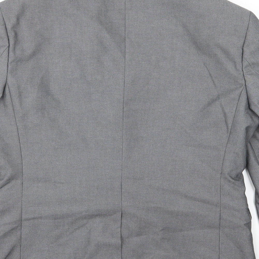 Brand and care label for George men’s grey rayon jacket suit jacket, size 38