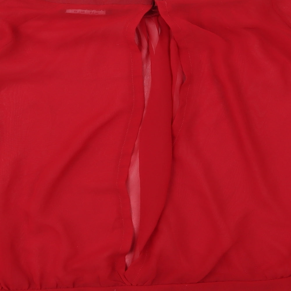 Select Womens Red Chiffon Basic Blouse Size 16