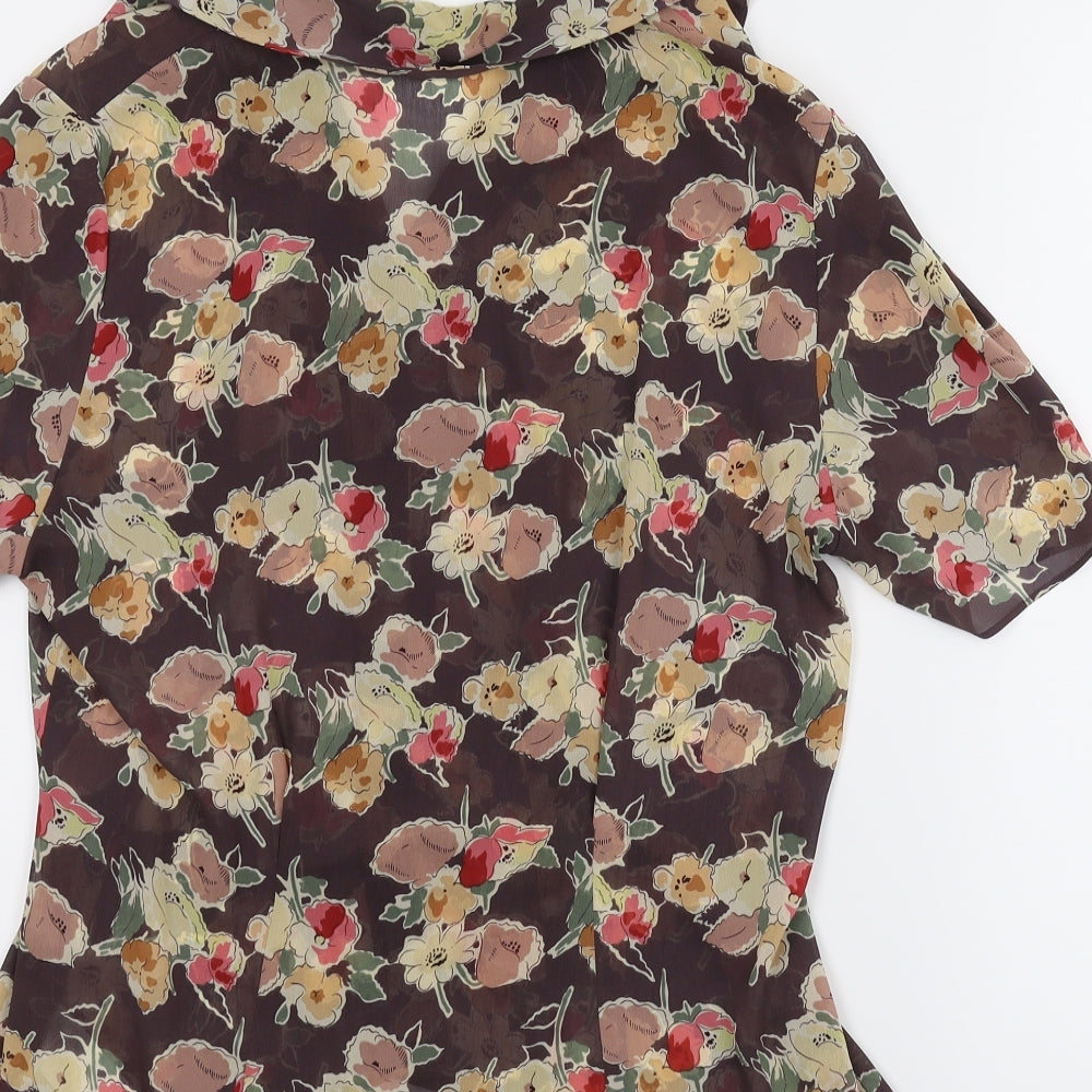 NEXT Womens Purple Floral Basic Button-Up Size 12