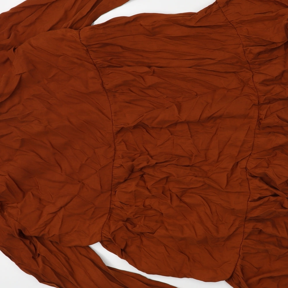 Elenza Womens Brown Shirt Dress Size S
