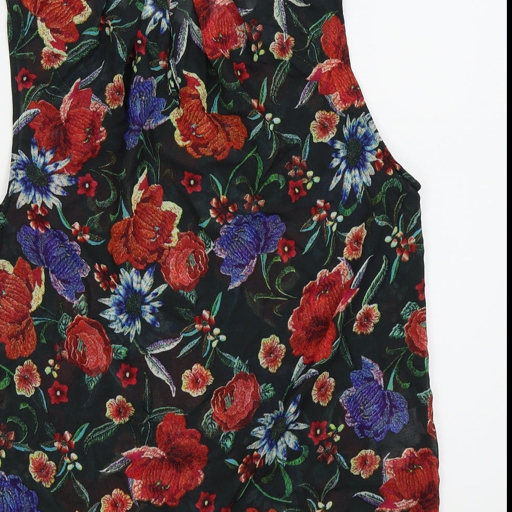 MNG collection Womens Black Floral Basic Tank Size 6