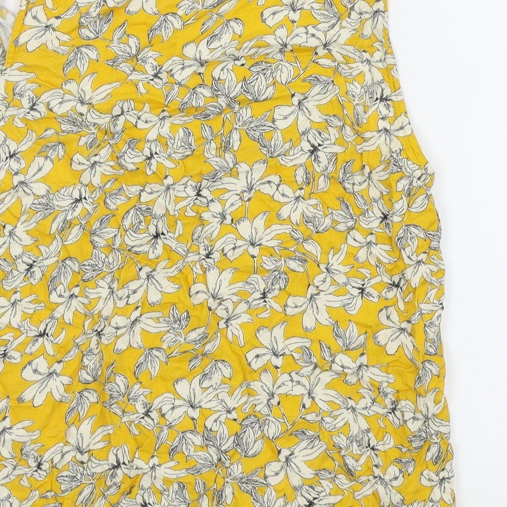 F&F Womens Yellow Floral Basic Tank Size 8