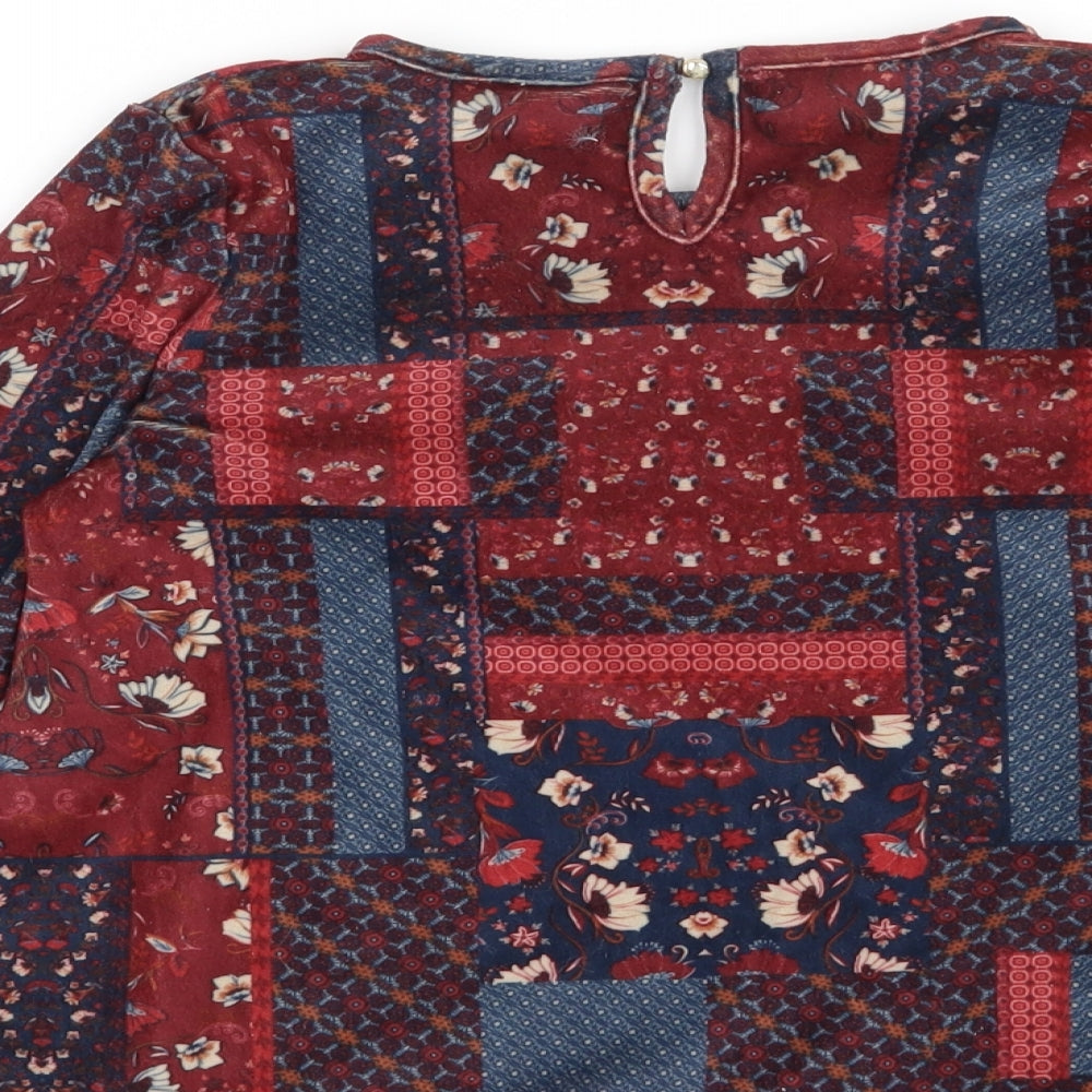 Matalan Girls Red Floral Pullover Sweatshirt Size 7 Years