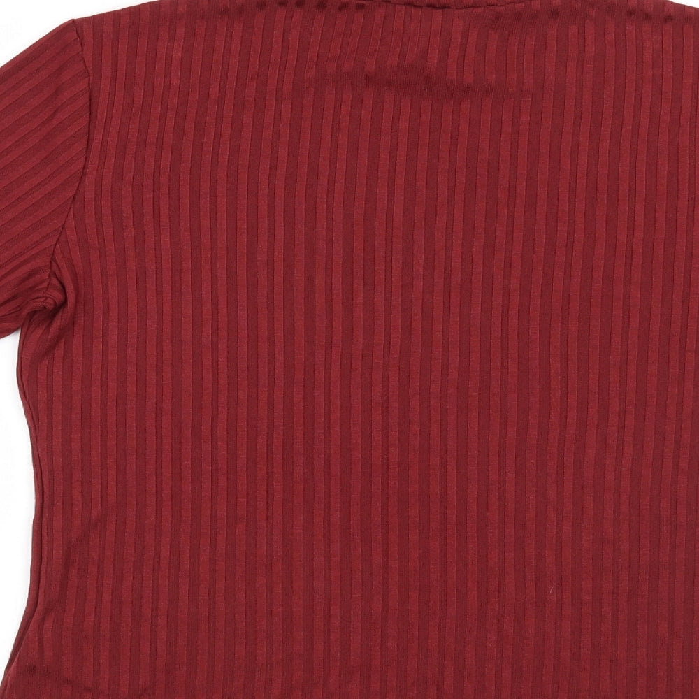 H&M Womens Red Striped Basic Blouse Size L