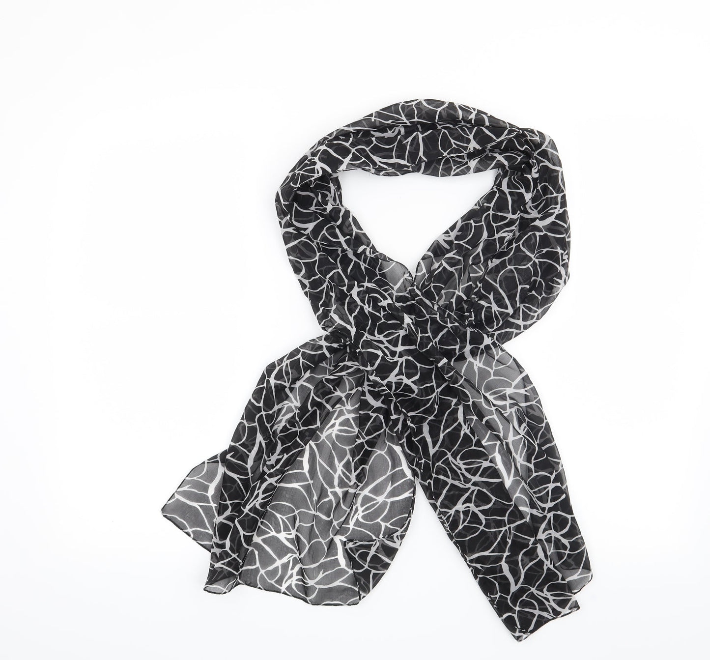 Preworn Womens Black Geometric Scarf
