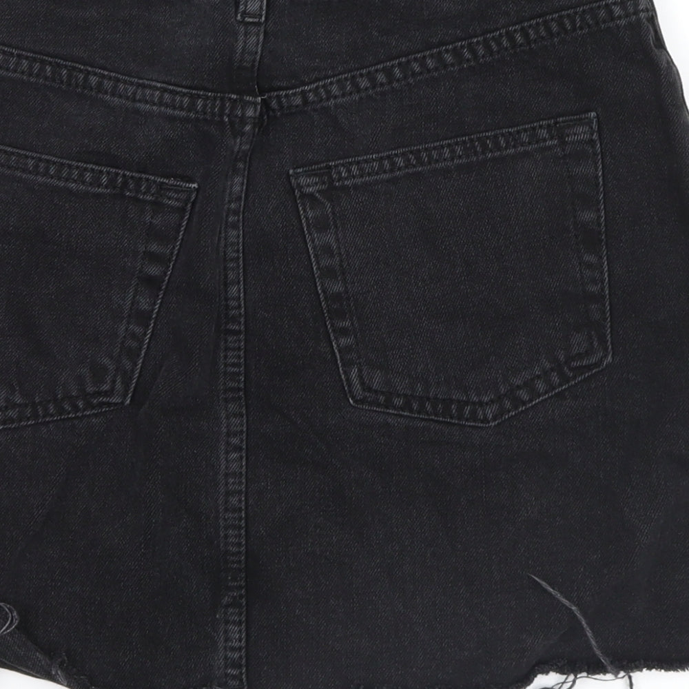 Topshop Womens Black Denim Mini Skirt Size 6