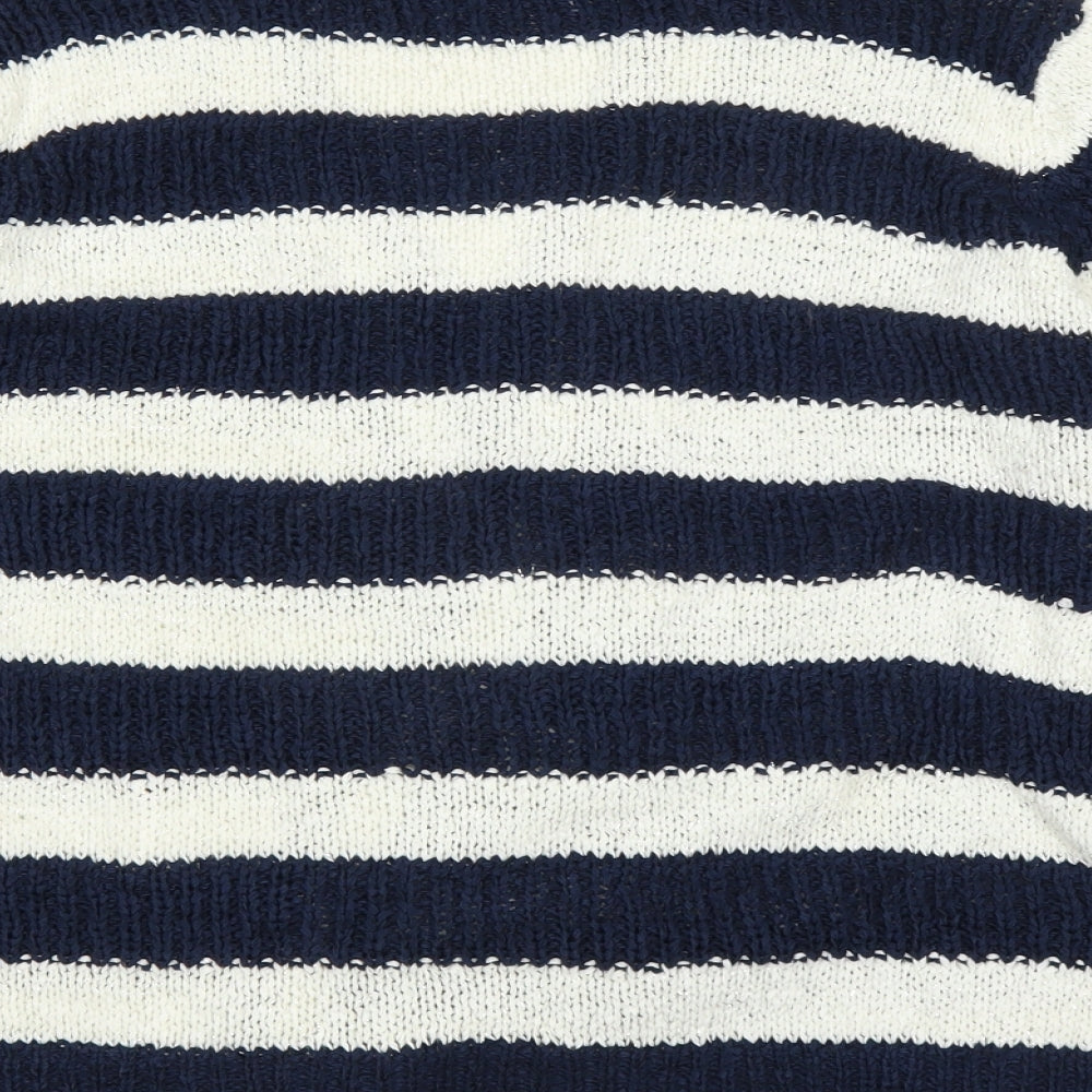 M&Co Womens Blue Striped Cape Jumper Size M