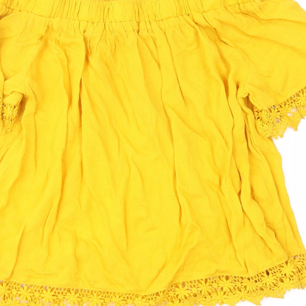 Select Womens Yellow Basic Blouse Size 8